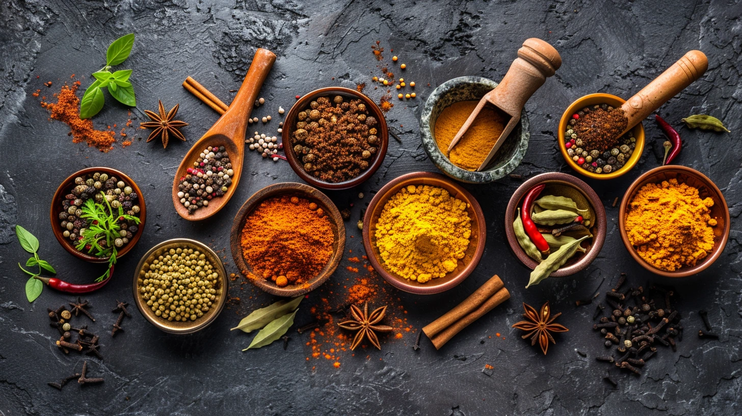 Vibrant spices on a table