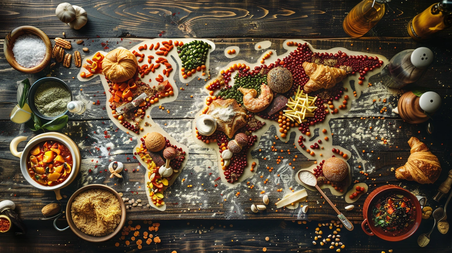 A collage of global dishes