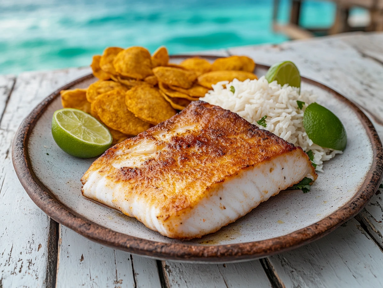 Pescado Frito con Arroz de Coco