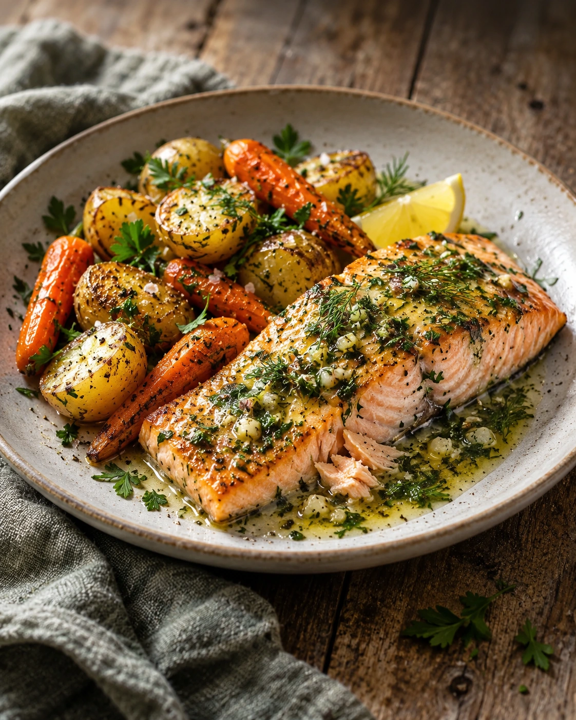 Irish Baked Salmon with Herb Butter