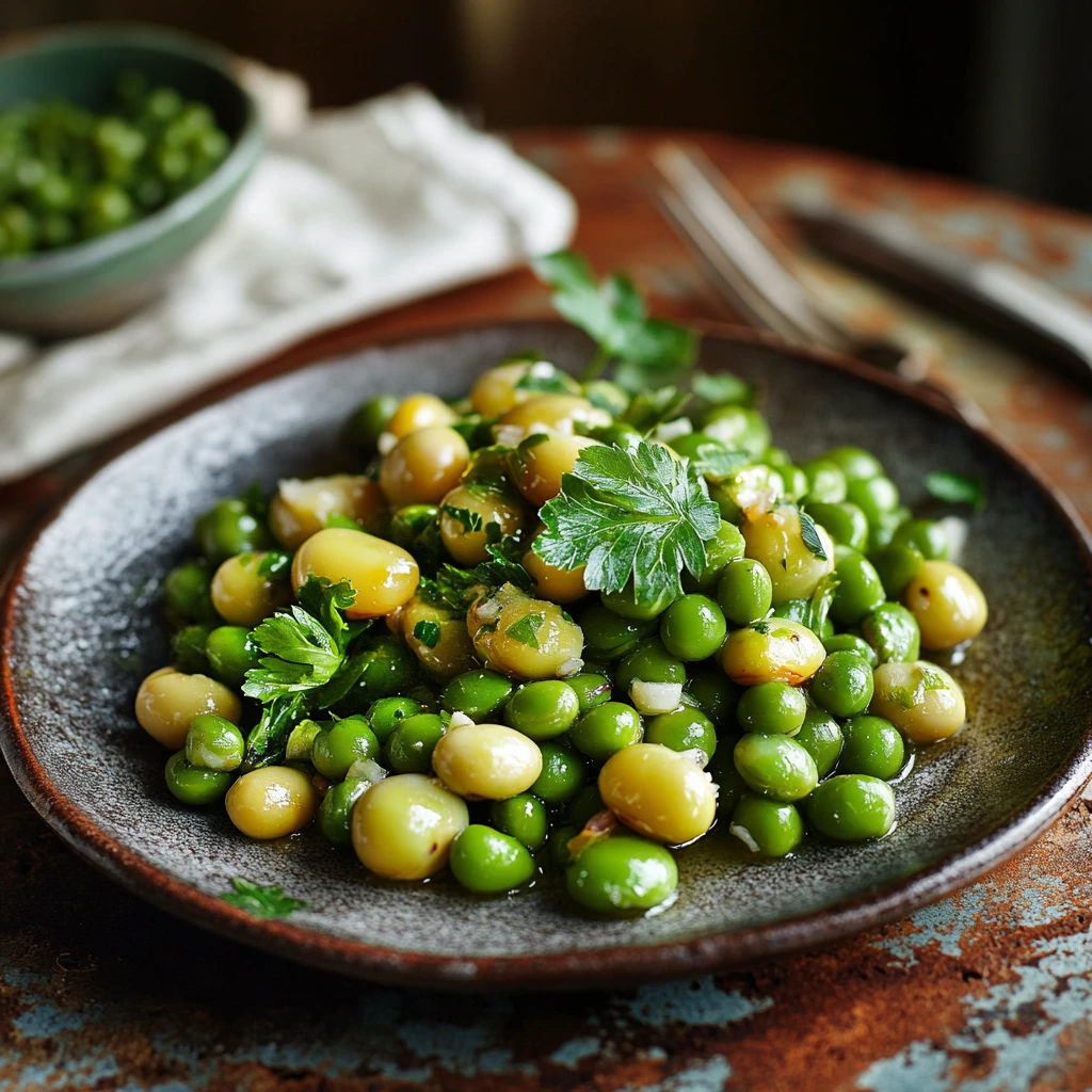 Garlic Butter Peas and Broad Beans
